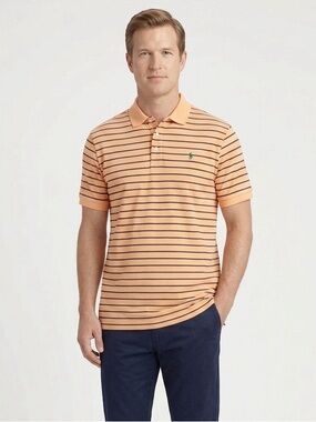 134 RALPH LAUREN Men's Classic Fit Stripe Cotton Polo - Tangerine Orange, XXL